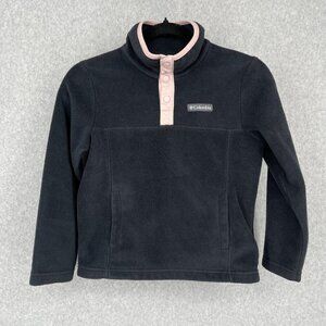 Columbia Kids Steens Mountain 1/4-Snap Fleece Pullover Size S Black Pink Outdoor